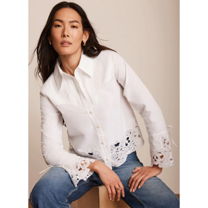 Mint Velvet White Cut Out Detail Cropped Shirt